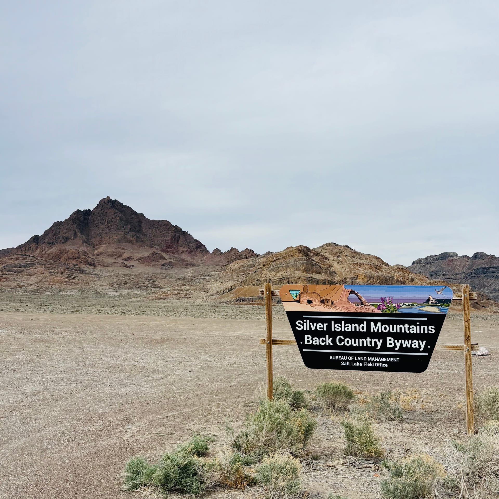 Silver Island Mountains Back Country Byway sign