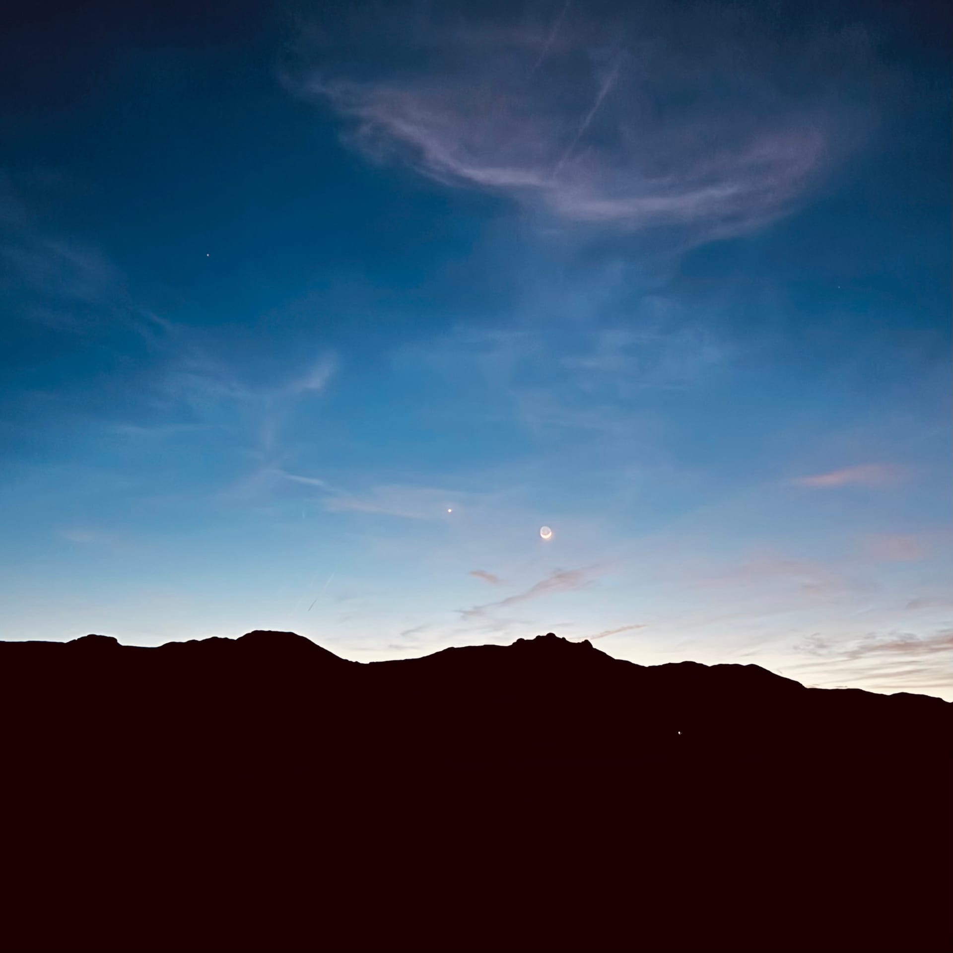 Evening view from the dispersed campground looking out across the desert toward the Silver Island Mountains